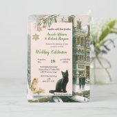 冬のお祝いと子猫 招待状 (スタンド正面)