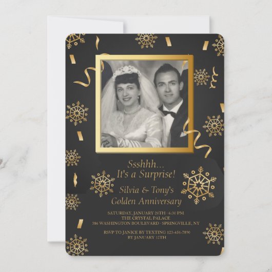 冬のお祝いの写真の招待状 招待状 (正面)