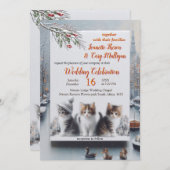 冬のお祝いは雪の中で、または太陽の中で。 招待状 (正面/裏面)