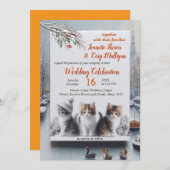 冬のお祝いは雪の中で、または太陽の中で。 招待状 (正面/裏面)