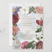 冬のお祝いライフ葬儀フローラ写真 招待状 (正面)