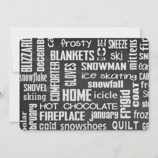 冬のお祝いワードクラウド招待状 招待状 (正面)