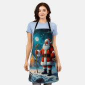 冬のお祝い エプロン (着用した状態)