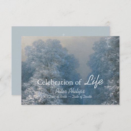 冬のお祝い·オブ·ライフ葬祭発表 招待状 (正面/裏面)