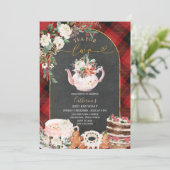 冬のお茶のための2つの格子状のクリスマス2nd誕生日 招待状 (スタンド正面)