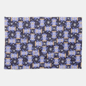 冬のかわいいペンギンのパターン（の模様が）あるなプリントの台所タオル キッチンタオル (横)