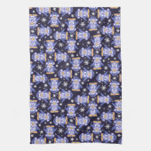 冬のかわいいペンギンのパターン（の模様が）あるなプリントの台所タオル キッチンタオル