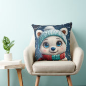 冬のかわいいホッキョクグマのマフラー クッション (椅子)