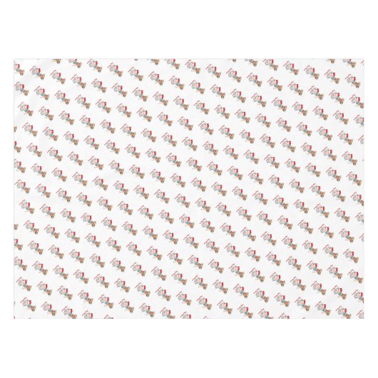 冬のかわいい切り抜きパターン赤い白メリークリスマス テーブルクロス (正面(横))