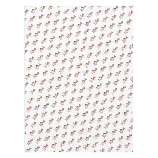 冬のかわいい切り抜きパターン赤い白メリークリスマス テーブルクロス (正面)