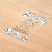 冬のかわいい北極動物の赤ちゃんシャワー アクリル招待状 (レイダウン)