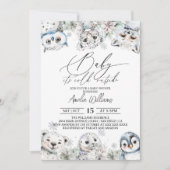 冬のかわいい北極動物の赤ちゃんシャワー 招待状 (正面)