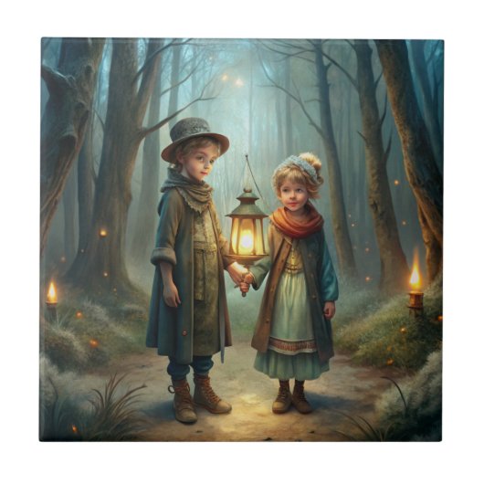 冬のかわいい子ども タイル (正面)