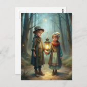 冬のかわいい子ども ポストカード (正面/裏面)