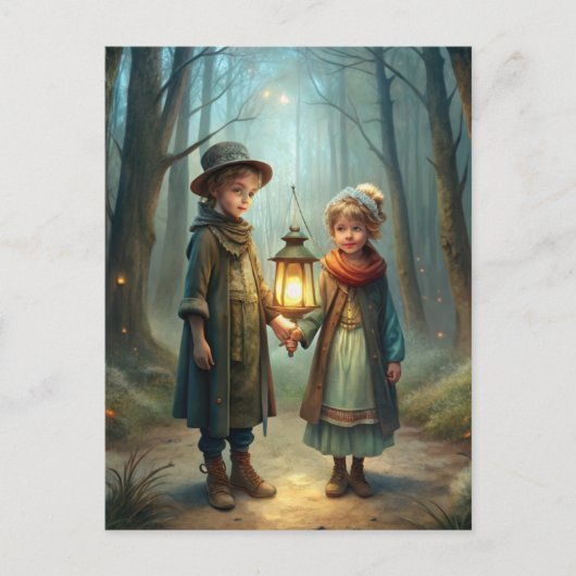 冬のかわいい子ども ポストカード (正面)