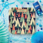 冬のかわいい幾何学的パーソナライズされた木 ペーパープレート (パーティー)