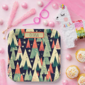 冬のかわいい幾何学的パーソナライズされた木 ペーパープレート (パーティー)