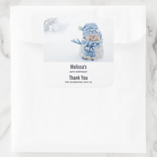 冬のかわいい雪だるまの写真 – お気に入り スクエアシール (バッグ)