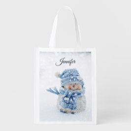 冬のかわいい雪だるまの写真 – クリスマス エコバッグ