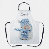 冬のかわいい雪だるまの写真 – クリスマス エプロン (正面)