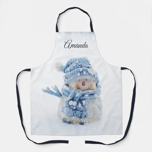 冬のかわいい雪だるまの写真 – クリスマス エプロン (正面)