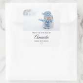 冬のかわいい雪だるまの写真 – クリスマス スクエアシール (バッグ)