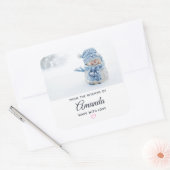 冬のかわいい雪だるまの写真 – クリスマス スクエアシール (封筒)