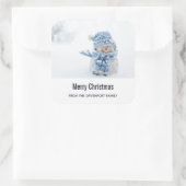 冬のかわいい雪だるまの写真 – クリスマス スクエアシール (バッグ)