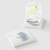 冬のかわいい雪だるまの写真 – クリスマス ストーンコースター (横)