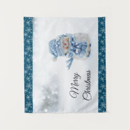 冬のかわいい雪だるまの写真 – クリスマス タペストリー