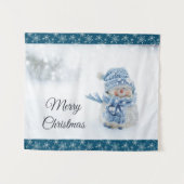 冬のかわいい雪だるまの写真 – クリスマス タペストリー (正面(横))