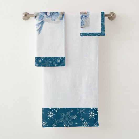 冬のかわいい雪だるまの写真 – クリスマス バスタオルセット (インサイチュ)