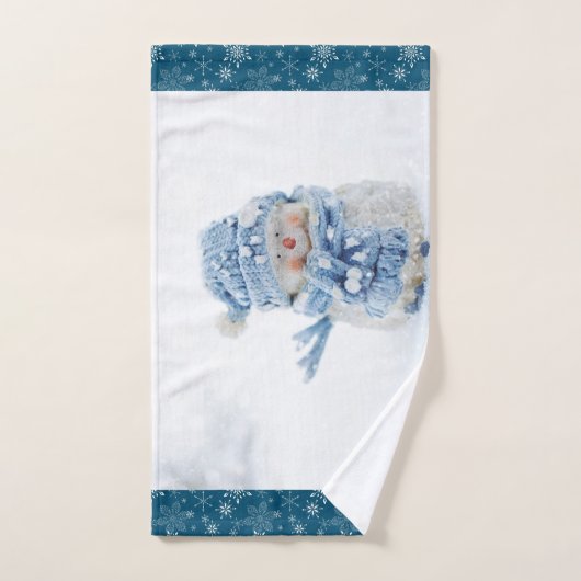 冬のかわいい雪だるまの写真 – クリスマス バスタオルセット (ハンドタオル)