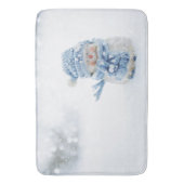 冬のかわいい雪だるまの写真 – クリスマス バスマット (正面縦)