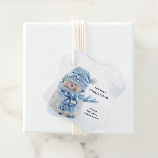 冬のかわいい雪だるまの写真 – クリスマス フェイバータグ (インサイチュ)