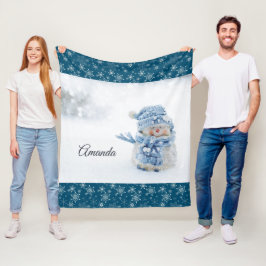 冬のかわいい雪だるまの写真 – クリスマス フリースブランケット