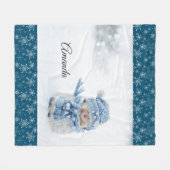 冬のかわいい雪だるまの写真 – クリスマス フリースブランケット (正面(横))