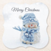冬のかわいい雪だるまの写真 – クリスマス ペーパーコースター (正面)