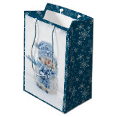 冬のかわいい雪だるまの写真 – クリスマス ミディアムペーパーバッグ (裏面アングル)