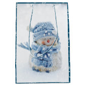 冬のかわいい雪だるまの写真 – クリスマス ミディアムペーパーバッグ (正面)