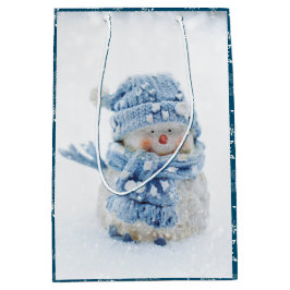 冬のかわいい雪だるまの写真 – クリスマス ミディアムペーパーバッグ