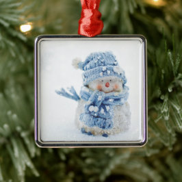 冬のかわいい雪だるまの写真 – クリスマス メタルオーナメント