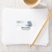 冬のかわいい雪だるまの写真 – クリスマス ラベル (インサイチュ)