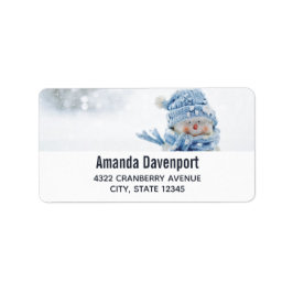 冬のかわいい雪だるまの写真 – クリスマス ラベル