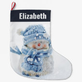 冬のかわいい雪だるまの写真 – クリスマス ラージクリスマスストッキング (正面)