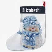 冬のかわいい雪だるまの写真 – クリスマス ラージクリスマスストッキング (裏面)