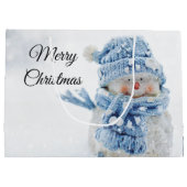 冬のかわいい雪だるまの写真 – クリスマス ラージペーパーバッグ (裏面)