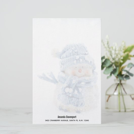 冬のかわいい雪だるまの写真 – クリスマス 便箋 (スタンド正面)