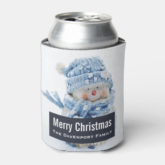 冬のかわいい雪だるまの写真 – クリスマス 缶クーラー (缶正面)