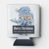 冬のかわいい雪だるまの写真 – クリスマス 缶クーラー (裏面)